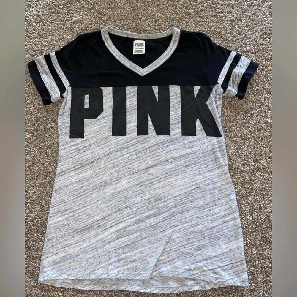 pink vs v neck comfy lounge tee